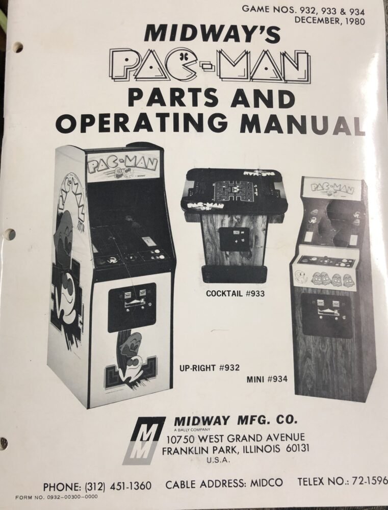 Midway Pac-Man -Midway - Manual - Schematics - Instructions - Book - Used Copy