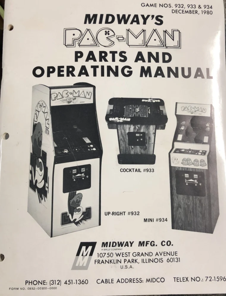Midway Pac-Man -Midway - Manual - Schematics - Instructions - Book - Used Copy