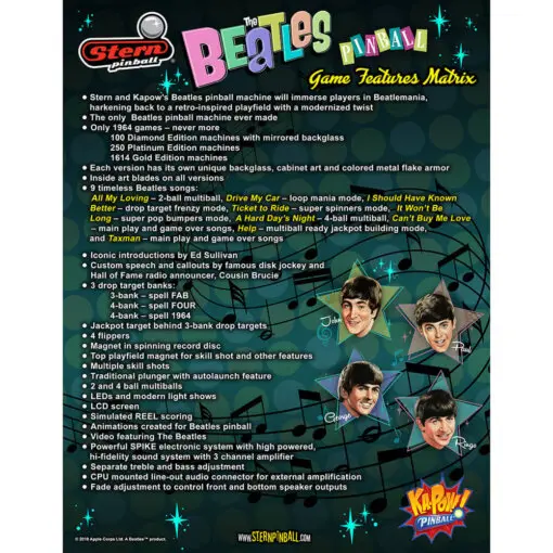 Stern The Beatles Gold Edition Pinball Machine by Stern pinball machine