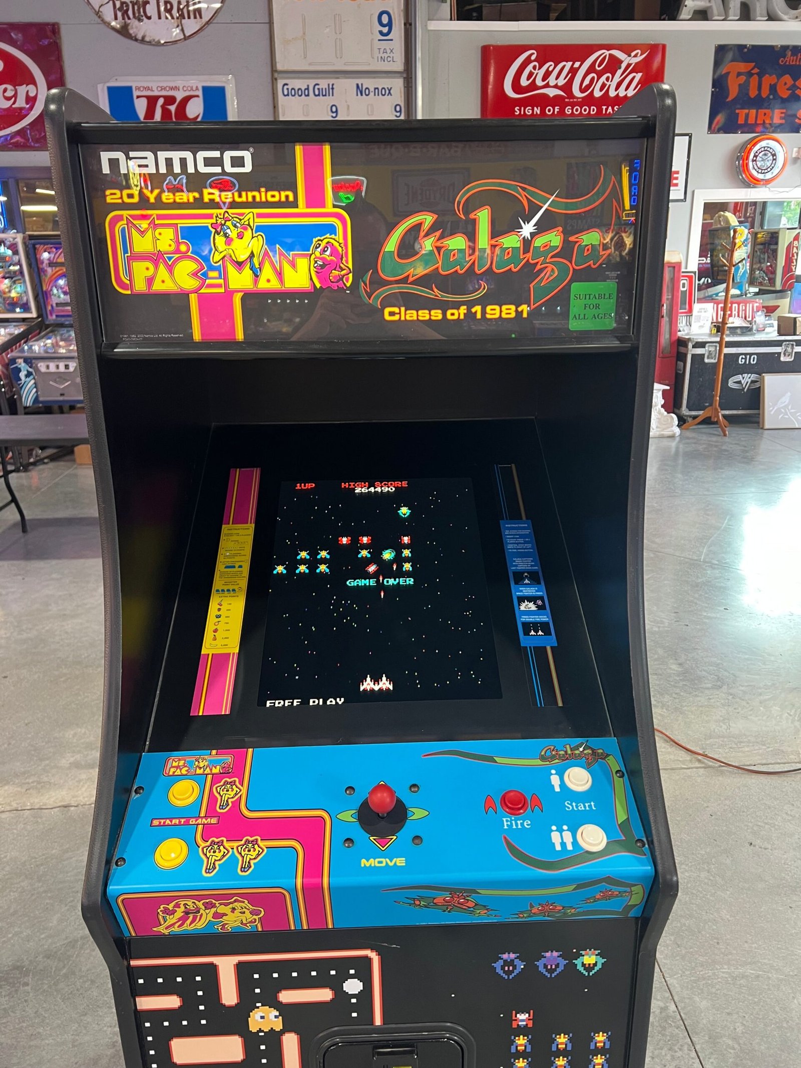 Ms Pac-Man Galaga Reunion Arcade Class of 1981 Game (also plays PAC-MAN) - Original VERY NICE Cabinet - Works 100% Flat Screen BEAUTIFUL GAME!!!