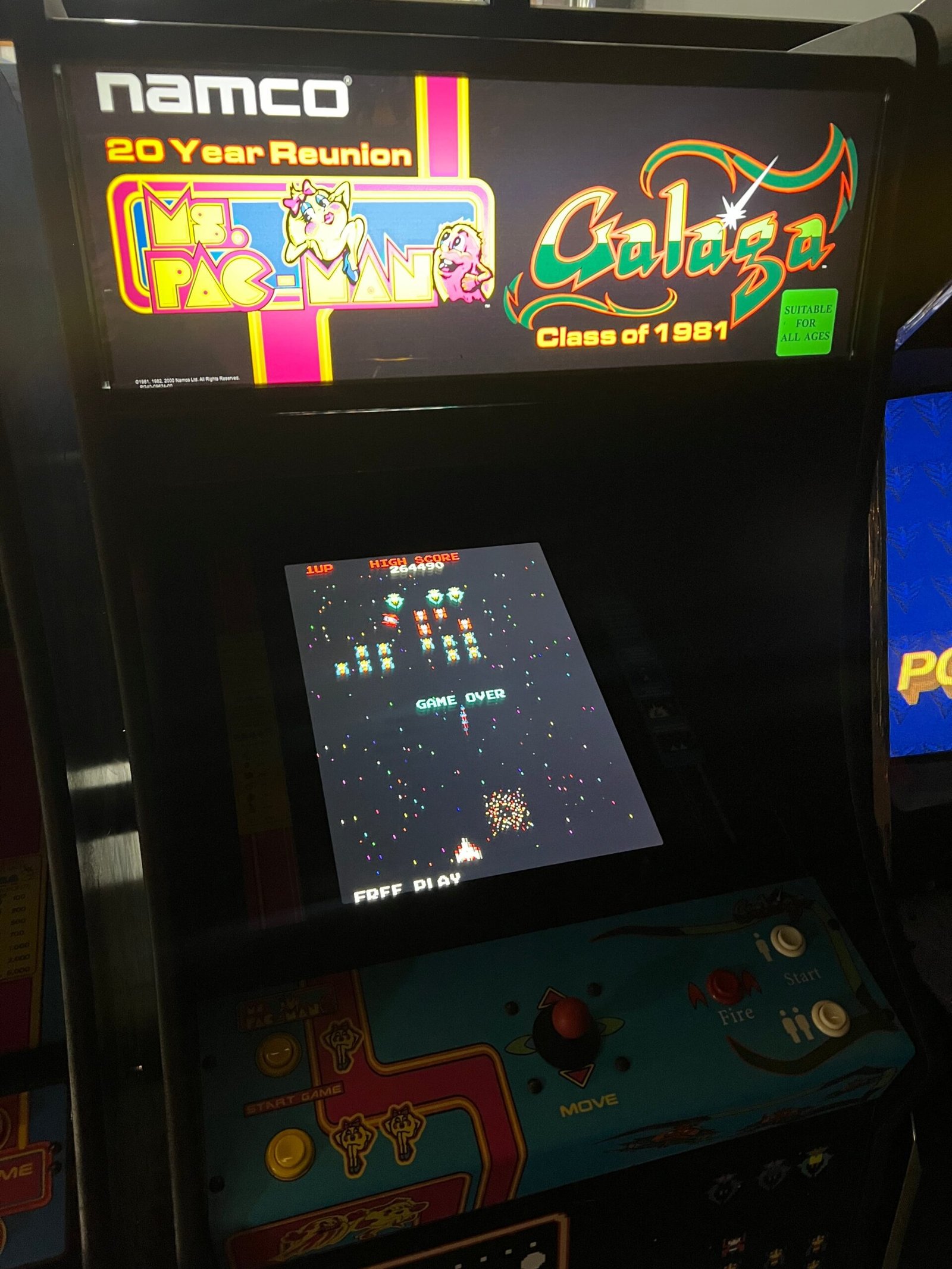 Ms Pac-Man Galaga Reunion Arcade Class of 1981 Game (also plays PAC-MAN) - Original VERY NICE Cabinet - Works 100% Flat Screen BEAUTIFUL GAME!!!