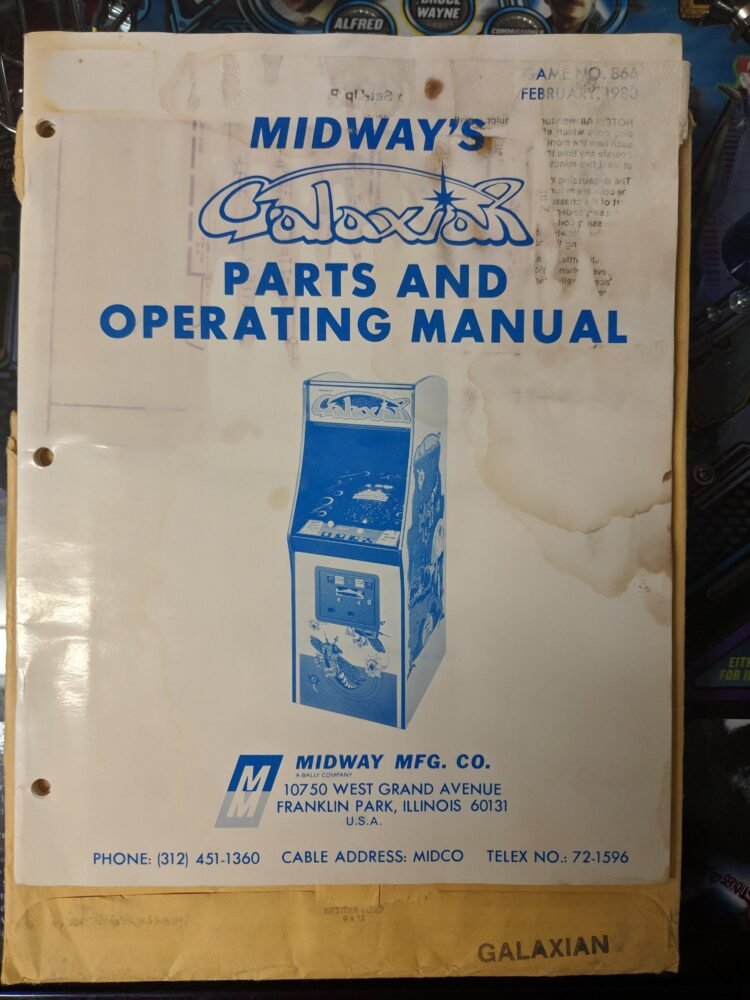 Midway Galaxian- Midway - Manual - Schematics - Instructions - Used Copy