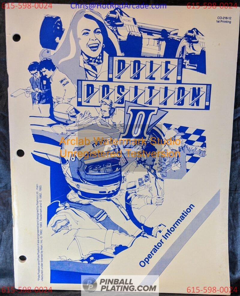 Atari Pole Position II - Atari - Arcade Manual - Schematics - Instructions - Used Copy