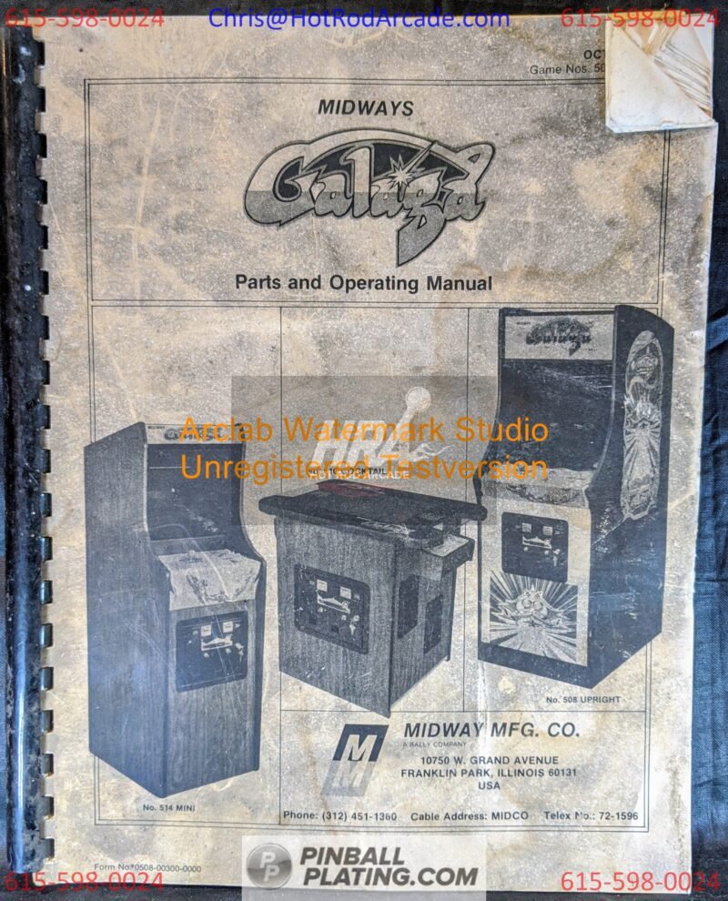 Midway Galaga - Midway - Arcade Manual - Schematics - Instructions - Used Copy