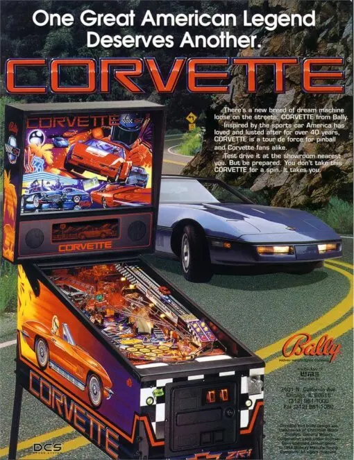 Bally Corvette Pinball Machine by Bally pinball machine
