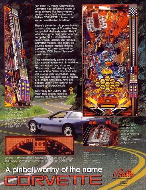 Bally Corvette Pinball Machine by Bally pinball machine