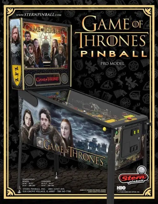Stern Game of Thrones Pro Pinball Machine by Stern pinball machine