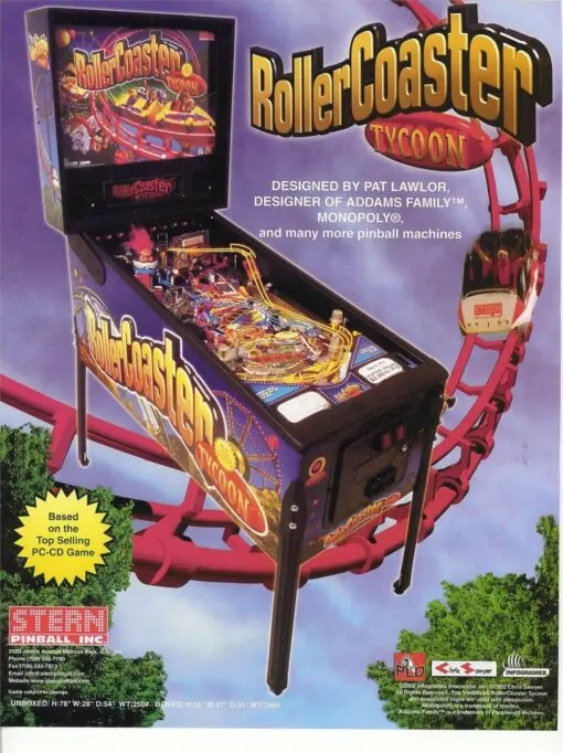 Stern Roller Coaster Tycoon Pinball Machine by Stern pinball machine