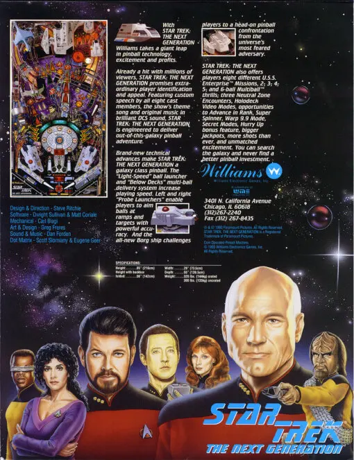 Williams Star Trek: The Next Generation Pinball Machine by Williams pinball machine