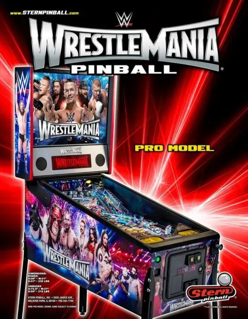 Stern WWE Wrestlemania Pro Pinball Machine by Stern pinball machine